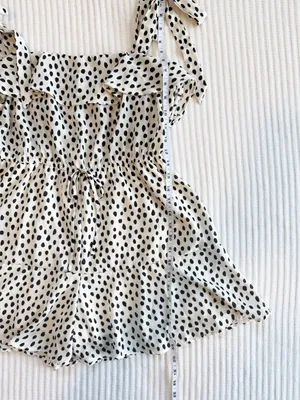 Altar'd State Black and White Polka Dot Ruffle Romper thumbnail 6