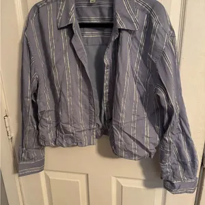 A New Day Striped Blue Button-Up Shirt thumbnail 1