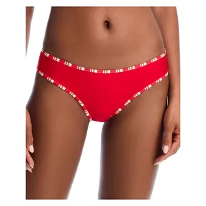 Aqua Hem Pull On Elastic Waistband Swim Bikini Bottoms Red See Measurements thumbnail 5