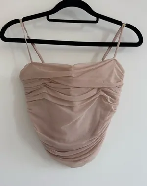 Aritzia Babaton Ruched Mesh Cami Top in Blush Pink thumbnail 1