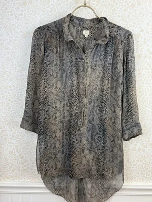 Wilfred by Aritzia 100% Silk Animal Print Tunic Button Blouse - Size - XXS thumbnail 5