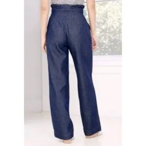 Who What Wear Womens 16 Dark Wash Denim High Rise Wide Leg Crop Pants NWT thumbnail 2