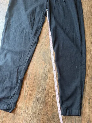 Old Navy High-Waisted Linen-Blend Straight Cropped Pants M Tall in Black Jack thumbnail 6