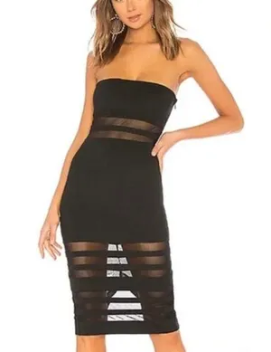 Revolve Superdown Black Strapless Midi Tube Dress Size XS Bodycon Magdalena thumbnail 1