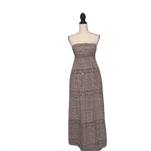 Anthropologie Edme & Esyllte Dress Womens 0 Brown Cream Geometric Print Maxi thumbnail 11