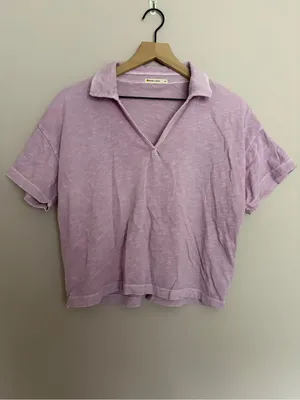 Marine Layer Vintage Slub Polo Tee Lavender Mist Medium thumbnail 2