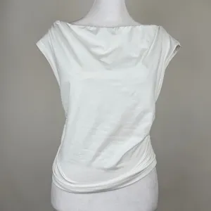Trendy Queen Off The Shoulder Top Y2K Summer Shirts Double Lined White Large thumbnail 3