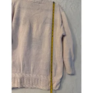Vintage‎ American Eagle Hand Knit Floral Cable Knit Sweater Cream Medium thumbnail 7