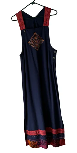 Source Unknown Boho Maxi Dress Vintage Artsy Large Embroidered Floral‎ Sleeveless Ethnic Beaded thumbnail 1