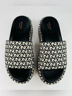 Gucci Women's Angelina Platform GG Supreme Jacquard Slide Sandals Size EU 37 thumbnail 5
