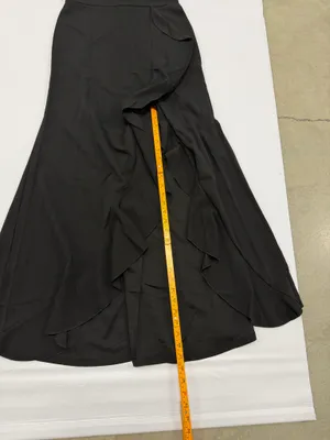 Woosea Womens Black High Neck Ruffle Front Slit Maxi Evening Gown Dress Size M thumbnail 3