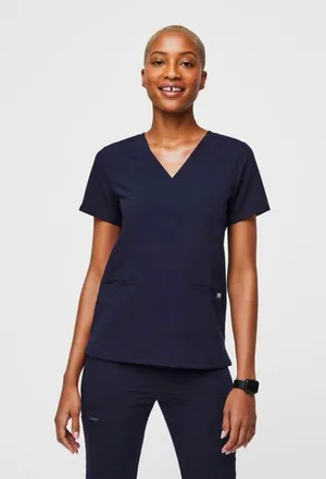 FIGS Casma FIONx Three Pocket Navy Blue Short Sleeve Scrub Top thumbnail 1