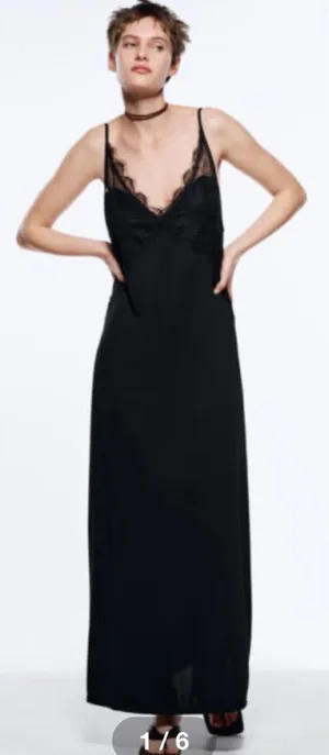 Zara Elegant Black Lace Maxi Dress thumbnail 1