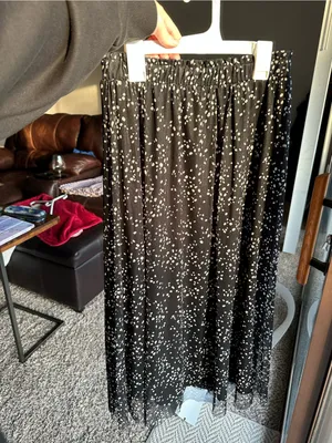 Black Midi Skirt with White Speckle Print Size M thumbnail 2