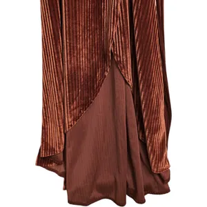NWT Baltic Born Brown Velvet Wrap Maxi Dress V Neck Tie Waist Womens Size L thumbnail 5