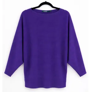 Lauren Ralph Lauren Sweater‎ Womens S Purple Batwing Ribbed Boatneck Minimalist thumbnail 1
