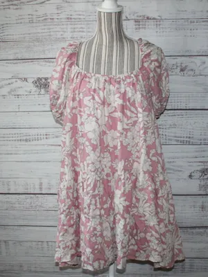 By Together Boho Floral Mini Dress Baby Doll Square Neck Short Sleeve Small thumbnail 2