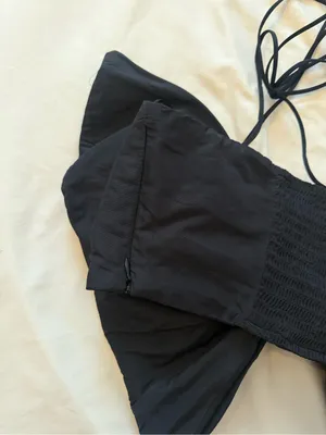 ZARA | Black Bow Front Halter Crop Top | XS thumbnail 5