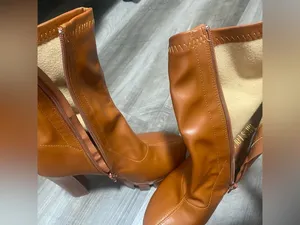 Miss Lola Brown Platform faux leather boots thumbnail 7