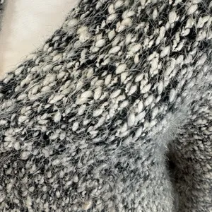 Lumiere black and white pocketed fuzzy eyelash knit cardigan sweater size large thumbnail 7