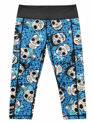 CVG Constantly Varied Gear Rap Legends Skull Capri Leggings Blue Medium M thumbnail 2