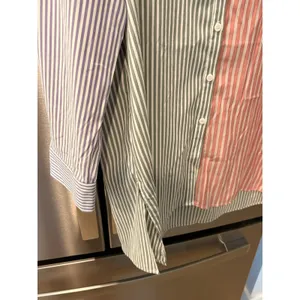 VICI Striped Colorblock Contrast Button-Up Top Collared Long Sleeve Tunic Shirt thumbnail 4