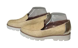 Vionic Kensley Raffia Platform Loafers Tan Gold Metallic Lug Sole Shoes Womens 7 thumbnail 1