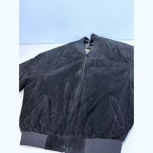 Vintage 90s Black Suede Bomber Jacket Minimalist Leather Reed M thumbnail 5