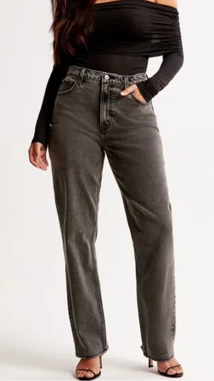 Abercrombie 90s Straight Jeans Curve Love Women’s Size 25 or 0 Black Denim thumbnail 1