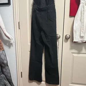 We The Free People Cruz Black Denim Halter Jumpsuit Minimalist Boho Festival thumbnail 5