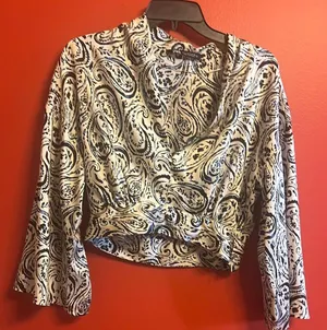 Zara Black and White Paisley Blouse size S thumbnail 1