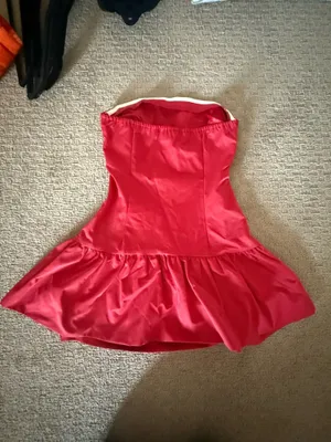 Motel Rocks Denama Puffball Mini Dress in Deep Red thumbnail 4