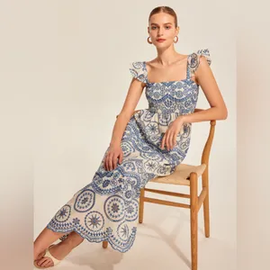 COMMENSE Semi-Sheer Boho Floral Back Cutout Dress NWT embroidered Size Small thumbnail 3