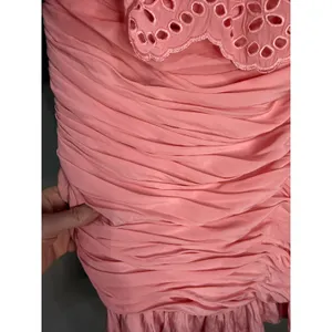 Ramy Brook Milena Strapless Ruched Eyelet Mini Dress Pink Tulip 10‎ NWT Designer thumbnail 5