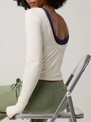 Aerie Thumbs Up Ribbed Scoop Back T-Shirt thumbnail 2
