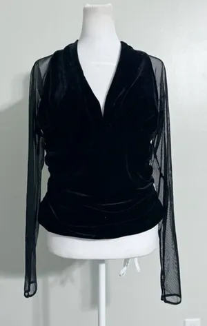 IS Collection Vintage Velvet Long Sleeve Cocktail Top thumbnail 1