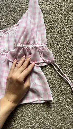 Forever 21 pink gingham top  thumbnail 2
