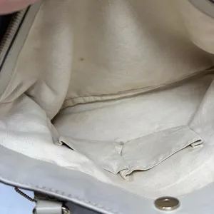 Gucci Sukey Medium Tote Monogram Canvas White Trim Pleated Handbag Charm thumbnail 14