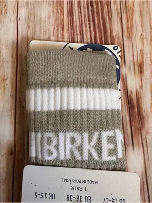 Birkenstock Light Gray Unisex Cotton Crew Stripe Socks Size Women’s 5-7 thumbnail 4