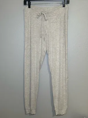 Beyond Yoga Lounge Around Cream Knit Midi Jogger Pants Drawstring Women’s Small thumbnail 2