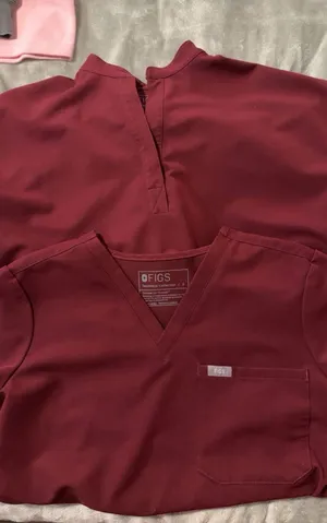 FIGS Burgundy Scrub Pants & Tops thumbnail 1