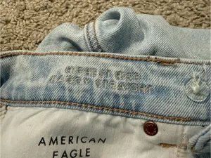 American Eagle Outfitters Light Wash High-Rise Baggy Straight Jeans 4 thumbnail 3