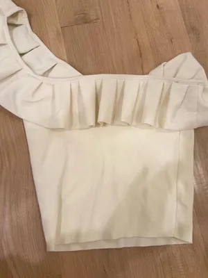 Zara Cream One-Shoulder Ruffle Top thumbnail 2