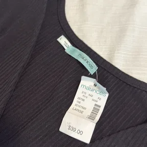 Maurices Charcoal Pinstripe‎ Long Sleeve Wrap V-Neck Ribbed Knit Dress Large NWT thumbnail 2