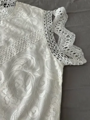 White Lace Detail Zip Back Crop Top thumbnail 4