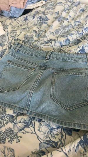 Edikted Light Wash Denim Skirt Mini thumbnail 2