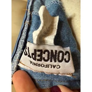 California Concepts Blue Denim‎ Embroidered Square Neck Short Sleeve Mini Dress thumbnail 3