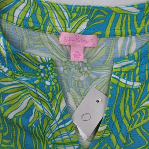 Lilly Pulitzer Silk Cotton Floral Bell Sleeve Dress Blue Green XS 96212 thumbnail 5