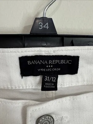 Banana Republic Factory Relaxed Hi-Rise Pleated Wide-Leg Jeans Pure White sz 31 thumbnail 9