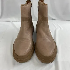 Lucky Brand women's Eabile tan suede taupe leather zip chunky ankle‎ boots 8.5 thumbnail 2